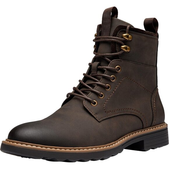 ⚡Men\'s Brown Motorcycle Lace Up Casual Leather Boots Zipper Fashion Chukka Boot main image 7